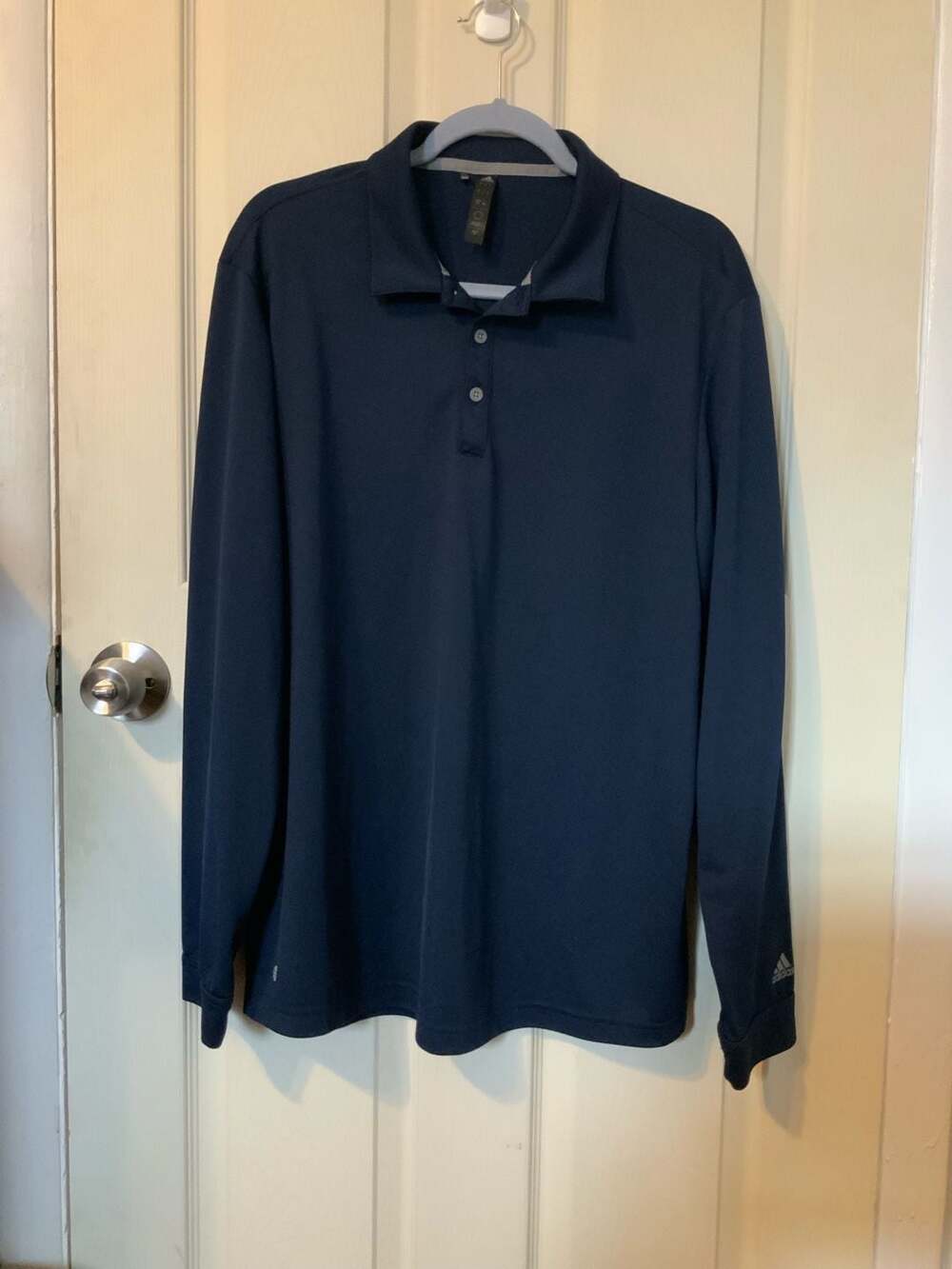 adidas Men's Long Sleeve Performance Polo Shirt - Navy Blue